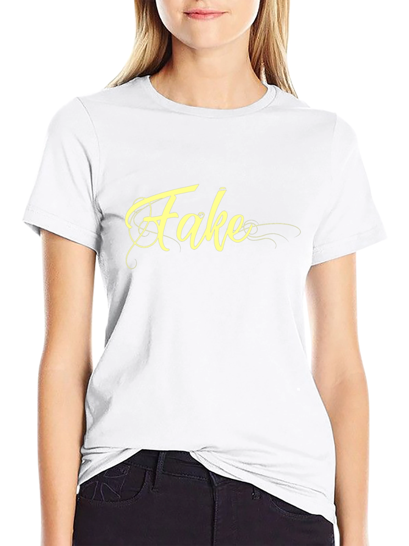 Fake Graphic Print Black T-Shirt