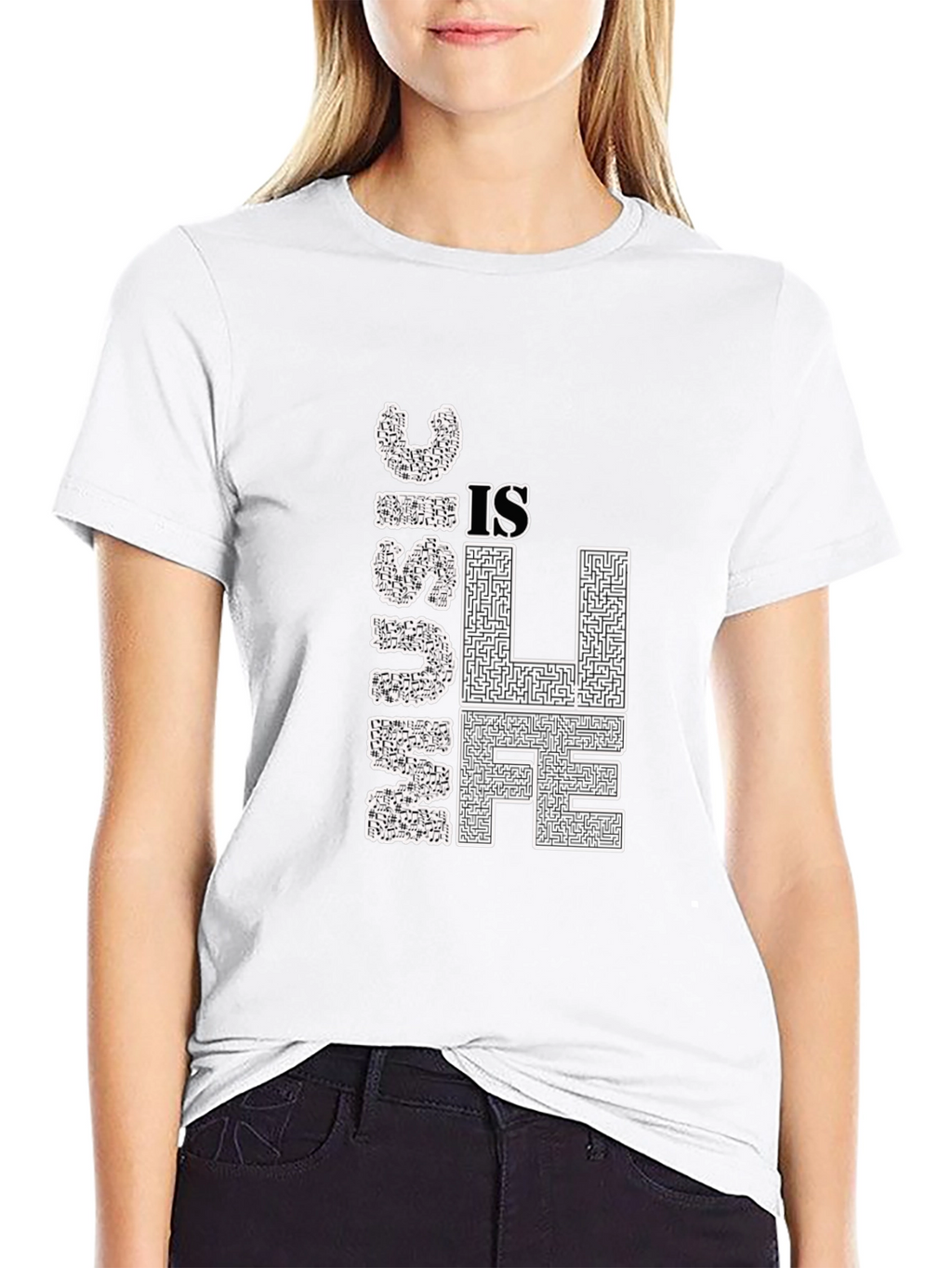 Music is Life Graphic Tee - Black Cotton T-Shirt