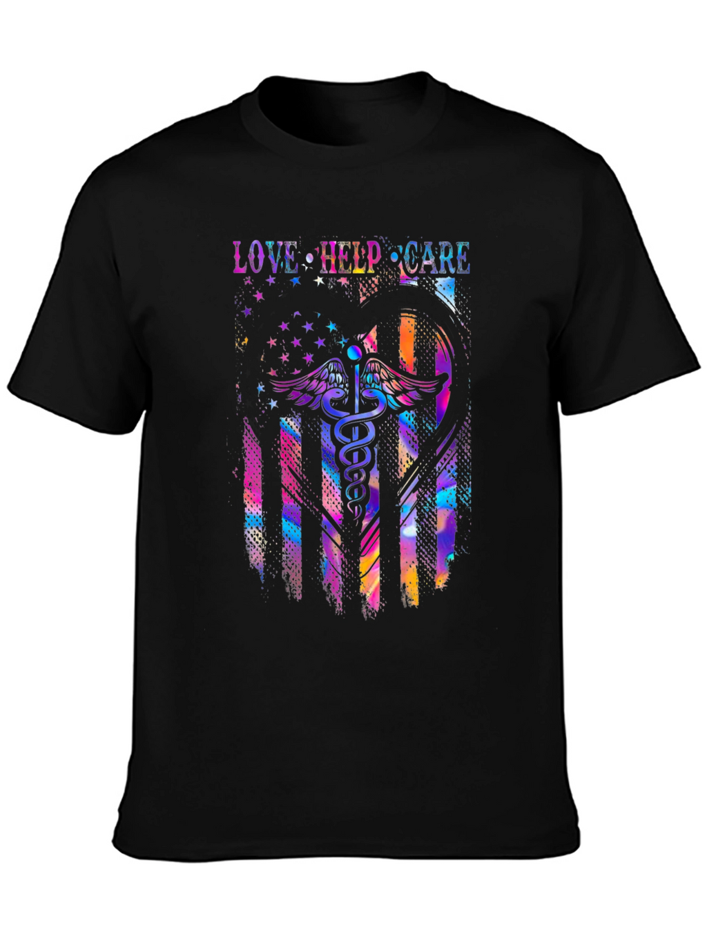 Love Help Care American Flag Medical T-Shirt
