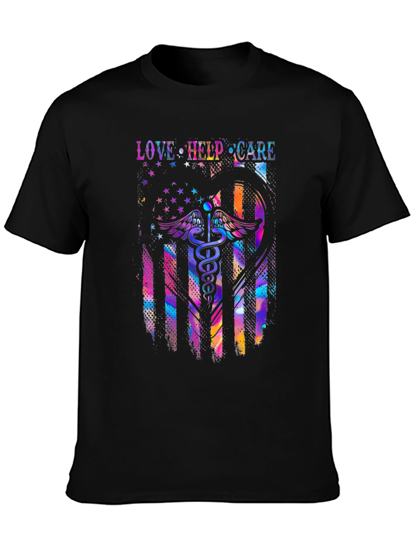 Love Help Care American Flag Medical T-Shirt