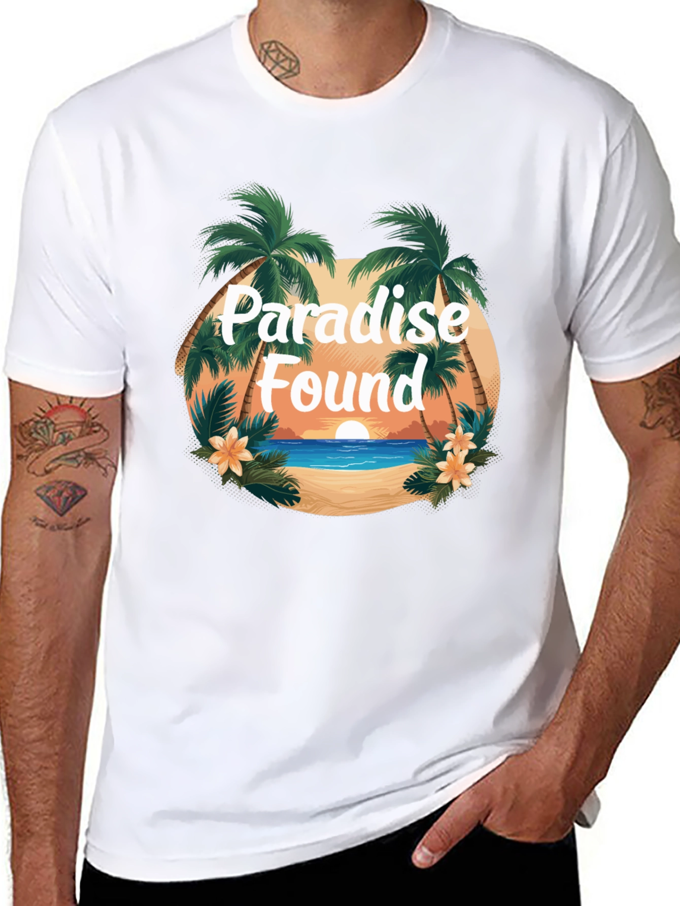 Paradise Found Graphic Tee - Tropical Island Design