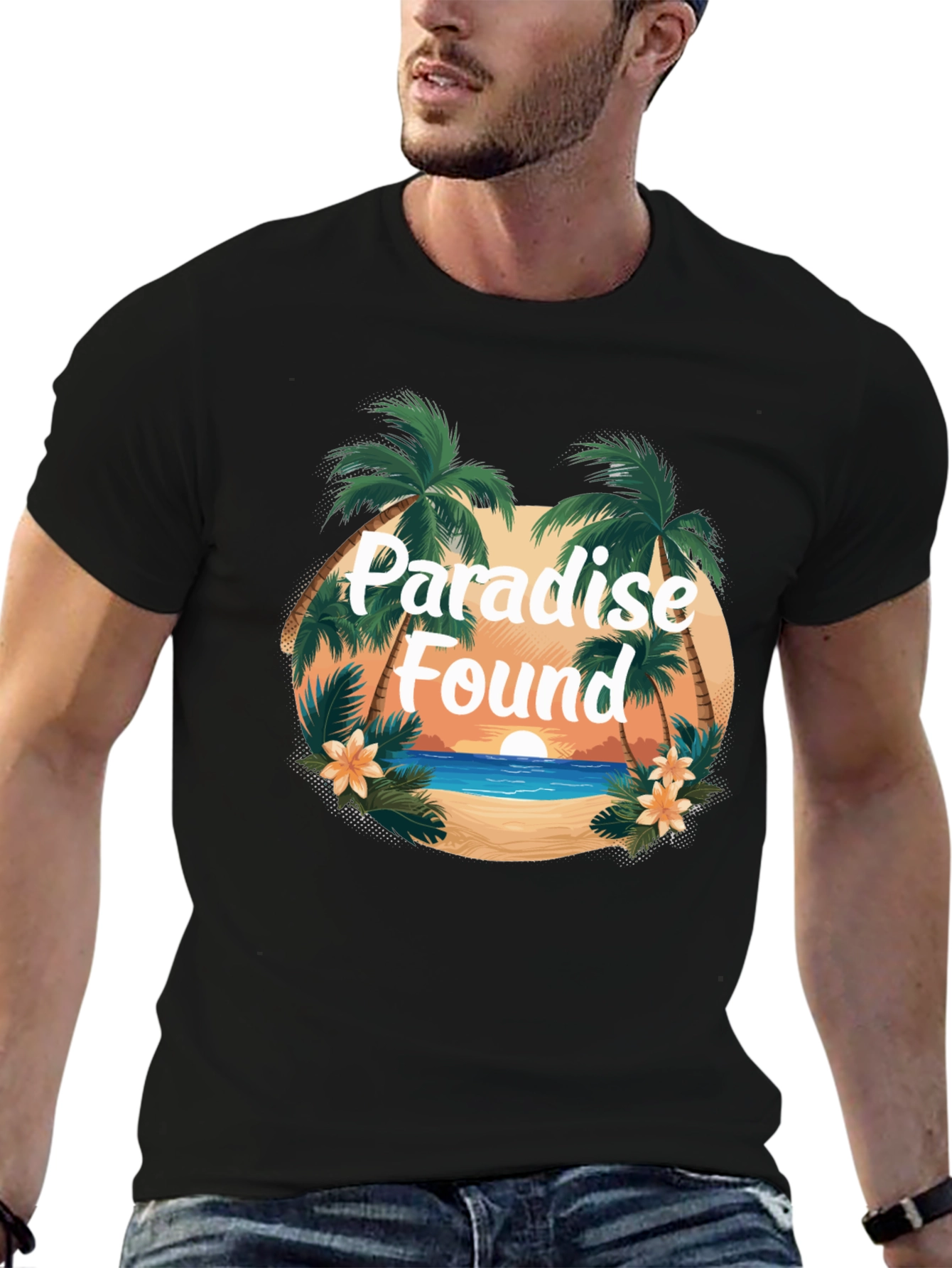 Paradise Found Graphic Tee - Tropical Island Design