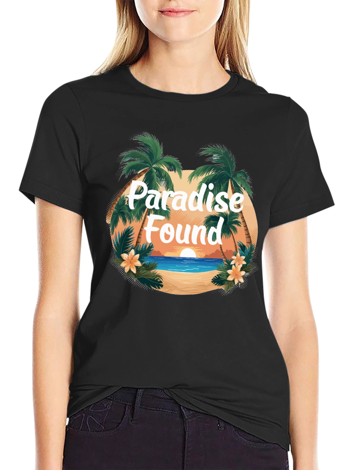 Paradise Found Graphic Tee - Tropical Island Design