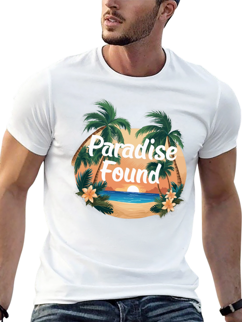 Paradise Found Graphic Tee - Tropical Island Design