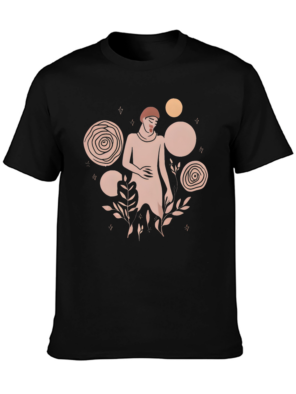 Modern Abstract Graphic Print Black T-Shirt