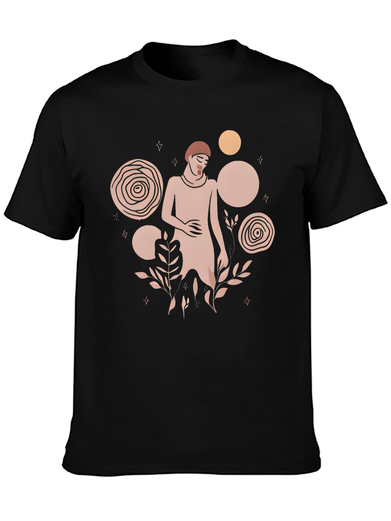 Modern Abstract Graphic Print Black T-Shirt