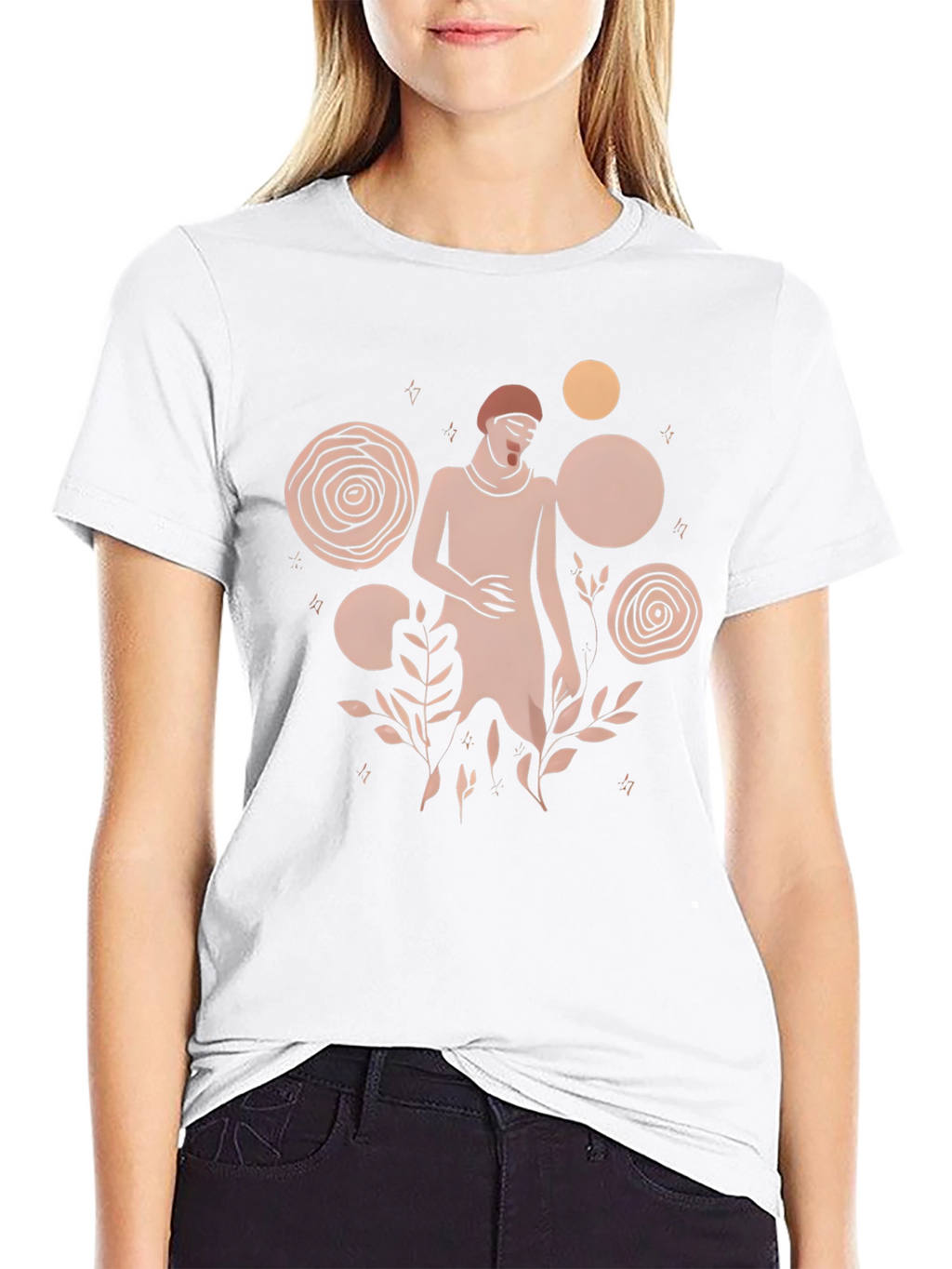 Modern Abstract Graphic Print Black T-Shirt