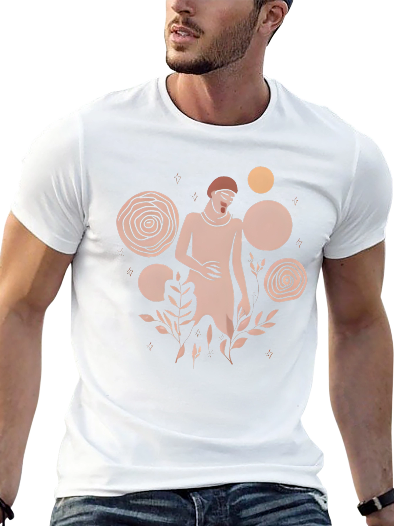 Modern Abstract Graphic Print Black T-Shirt