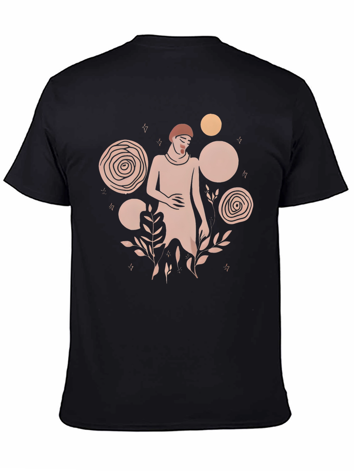 Modern Abstract Graphic Print Black T-Shirt