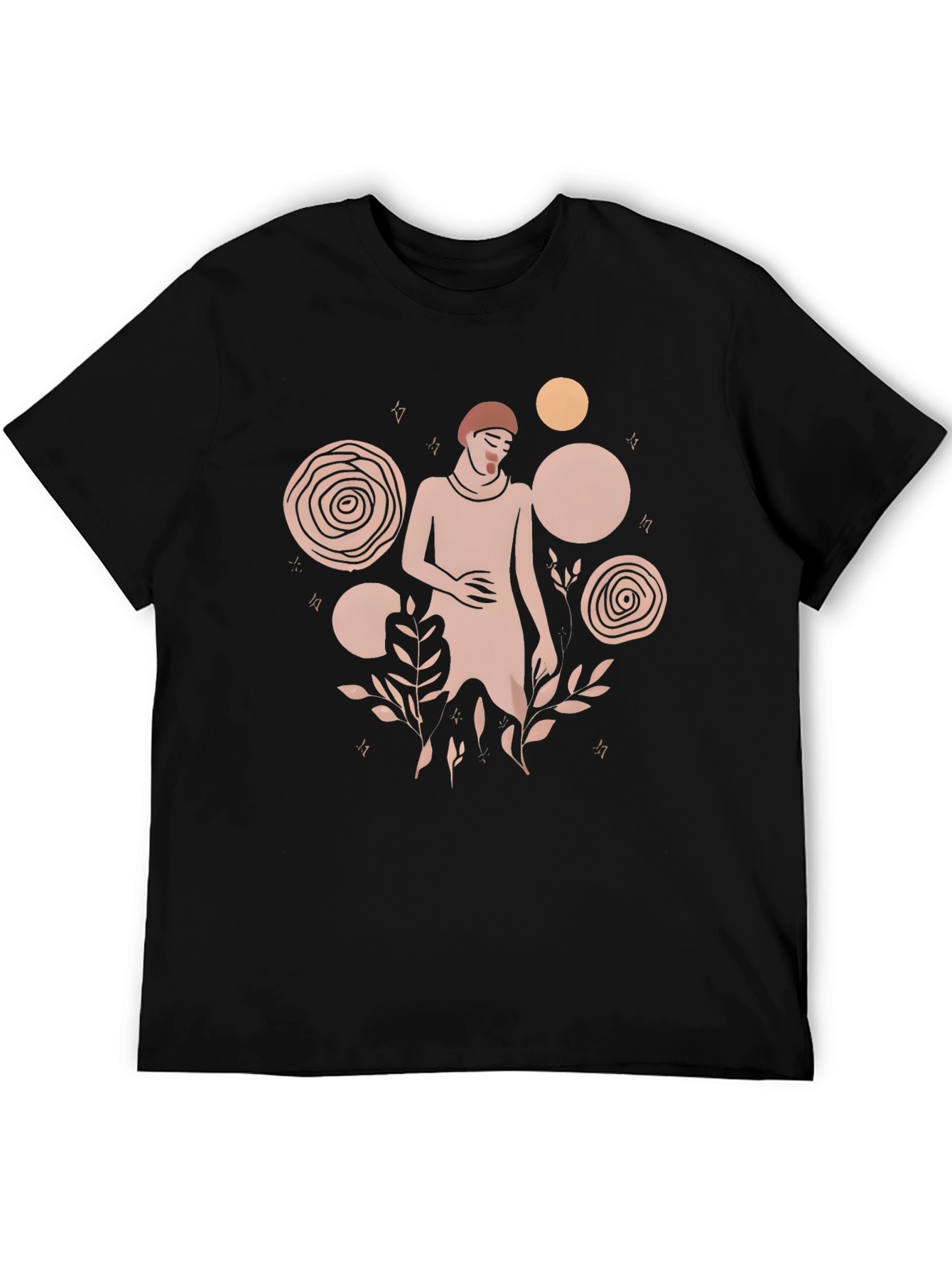 Modern Abstract Graphic Print Black T-Shirt