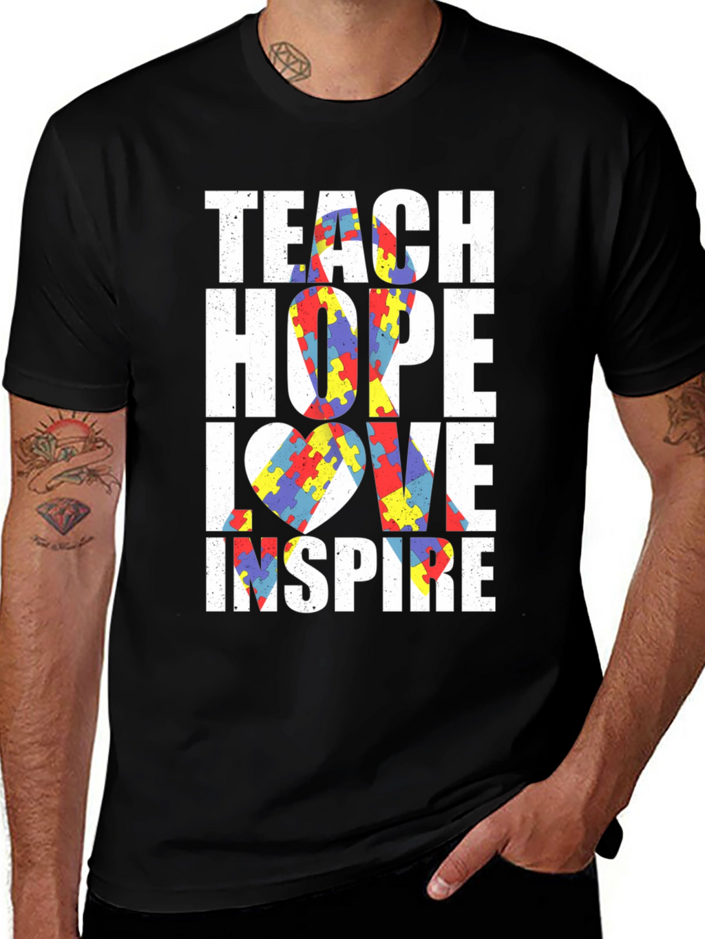 Autism Awareness T-Shirt - Teach Hope Love Inspire
