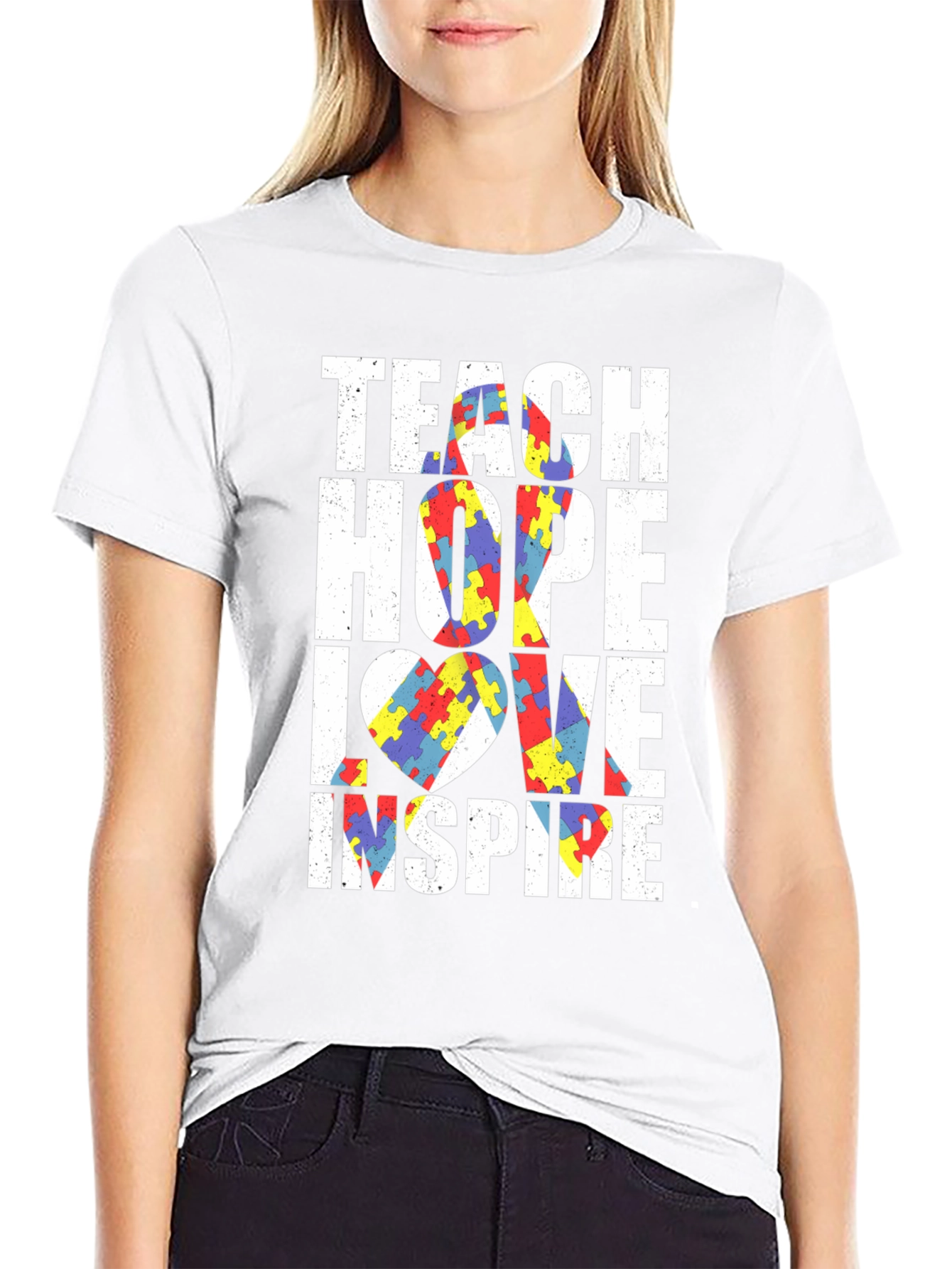 Autism Awareness T-Shirt - Teach Hope Love Inspire