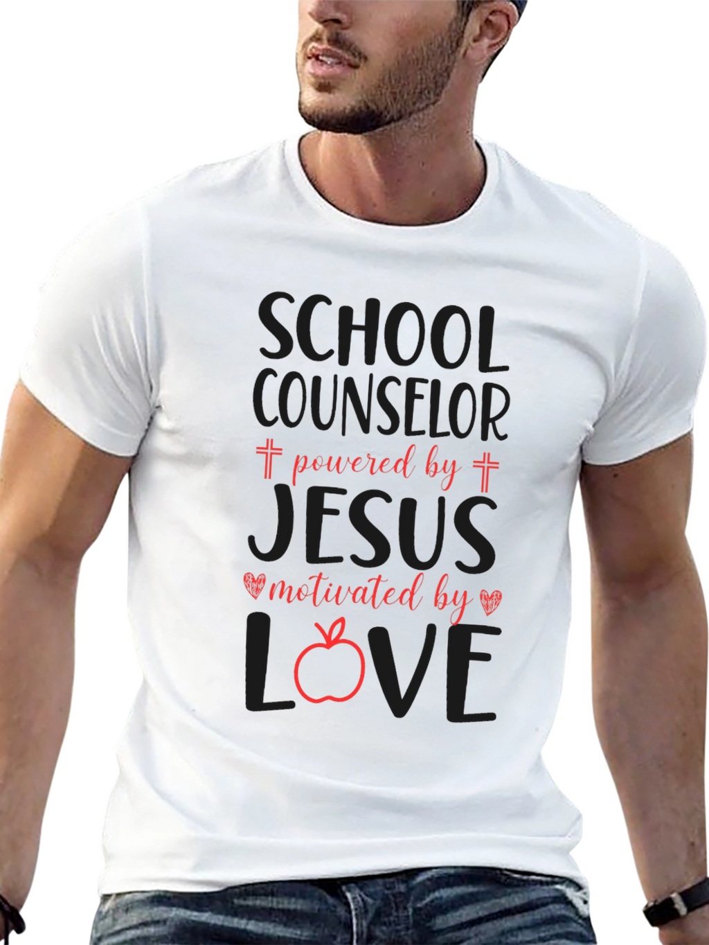 School Counselor Powered by Jesus T-Shirt