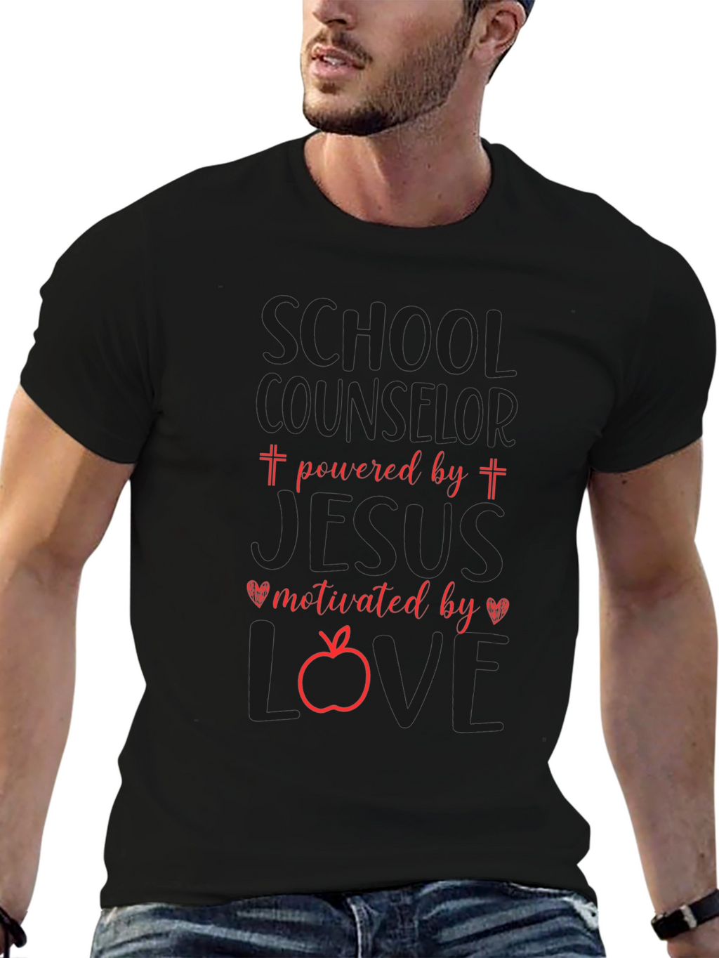 School Counselor Powered by Jesus T-Shirt