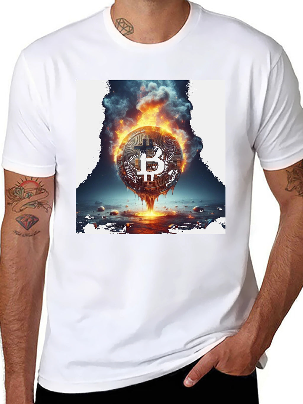 Burning Bitcoin Graphic Tee - Crypto Fashion
