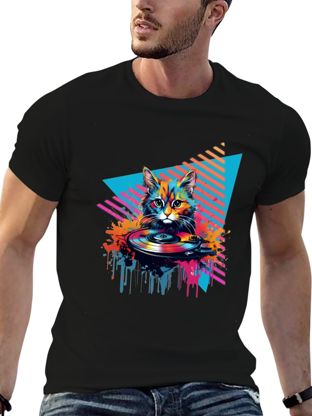 Retro Cat DJ Graphic Tee