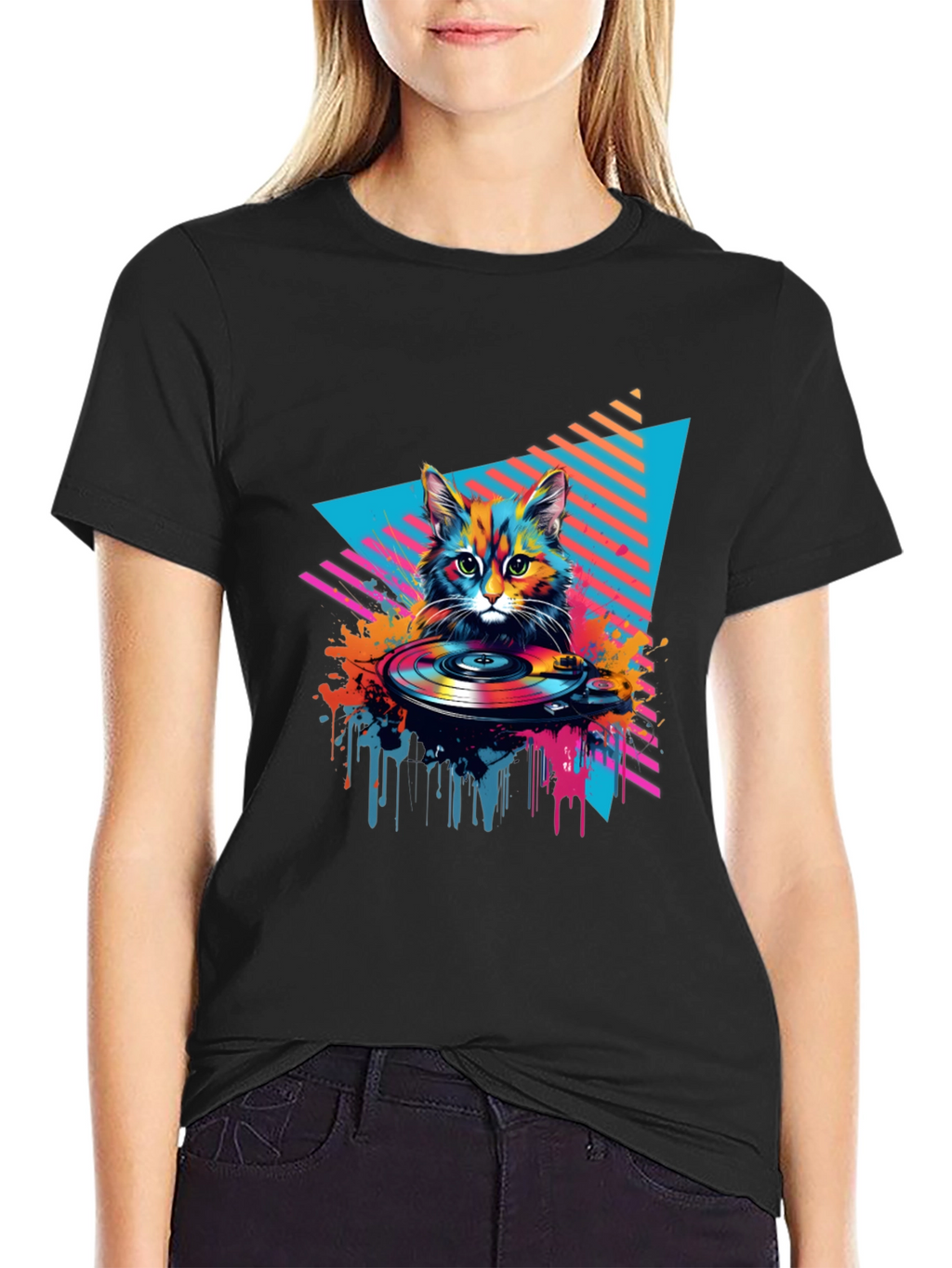 Retro Cat DJ Graphic Tee