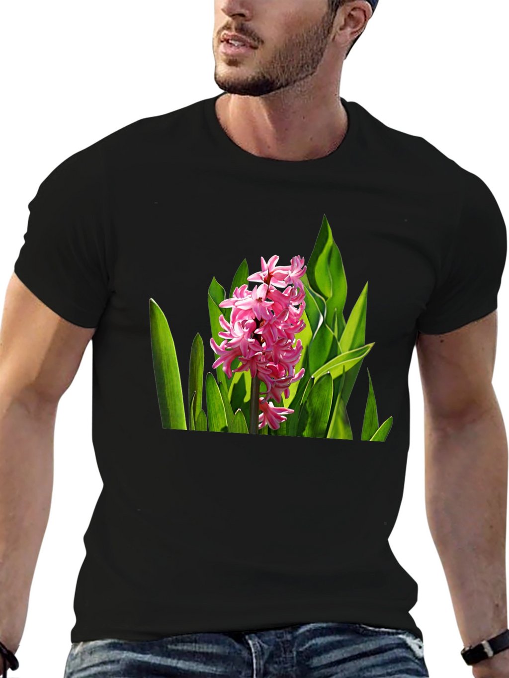 Floral Print Black T-Shirt - Nature Inspired