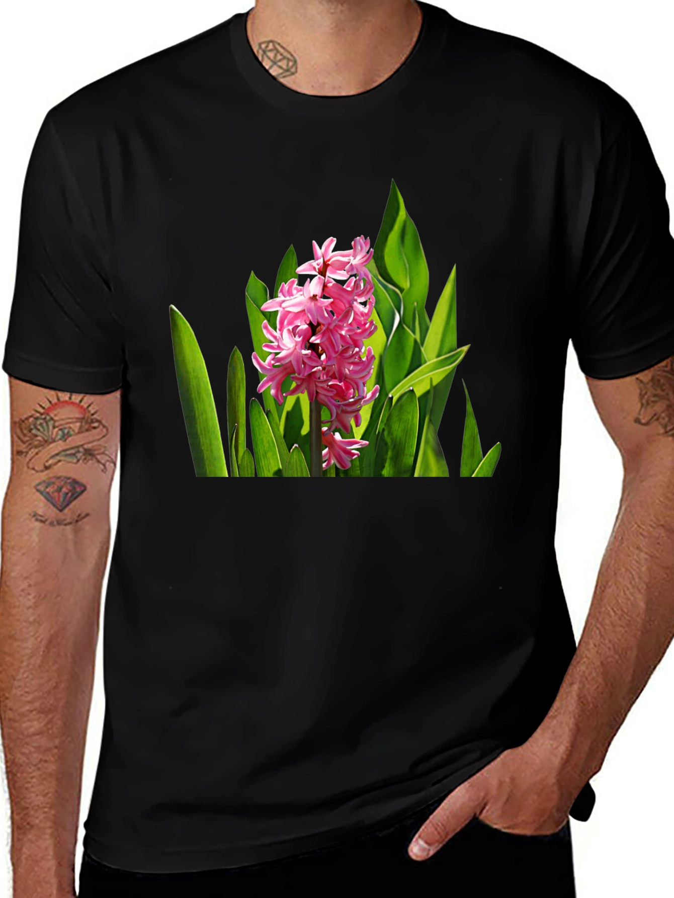 Floral Print Black T-Shirt - Nature Inspired