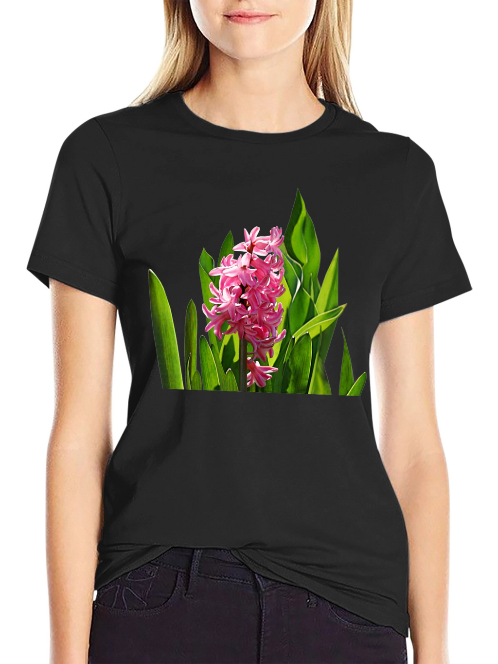 Floral Print Black T-Shirt - Nature Inspired