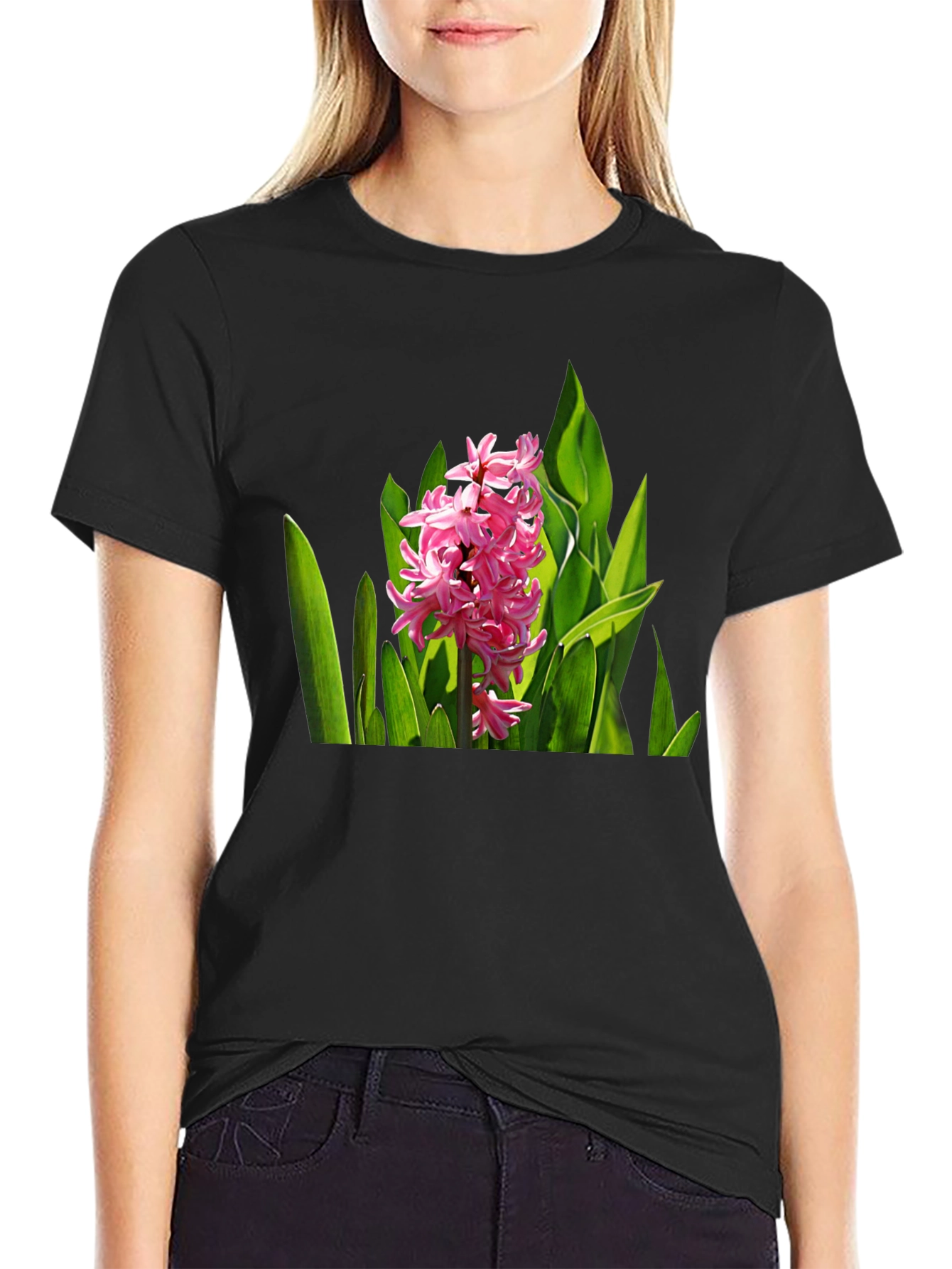 Floral Print Black T-Shirt - Nature Inspired