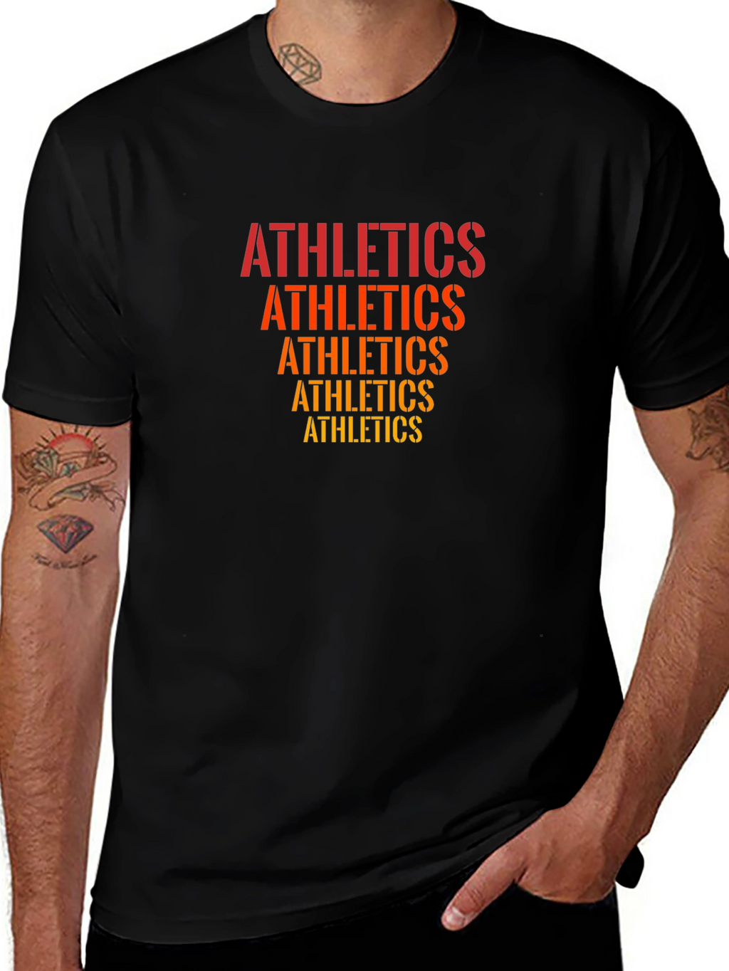 Athletics Stacked Graphic Tee - Black