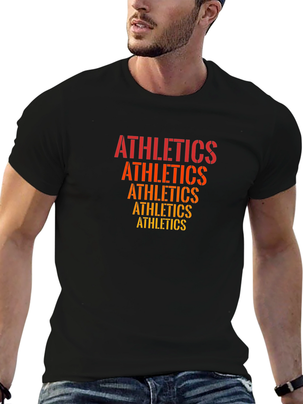 Athletics Stacked Graphic Tee - Black