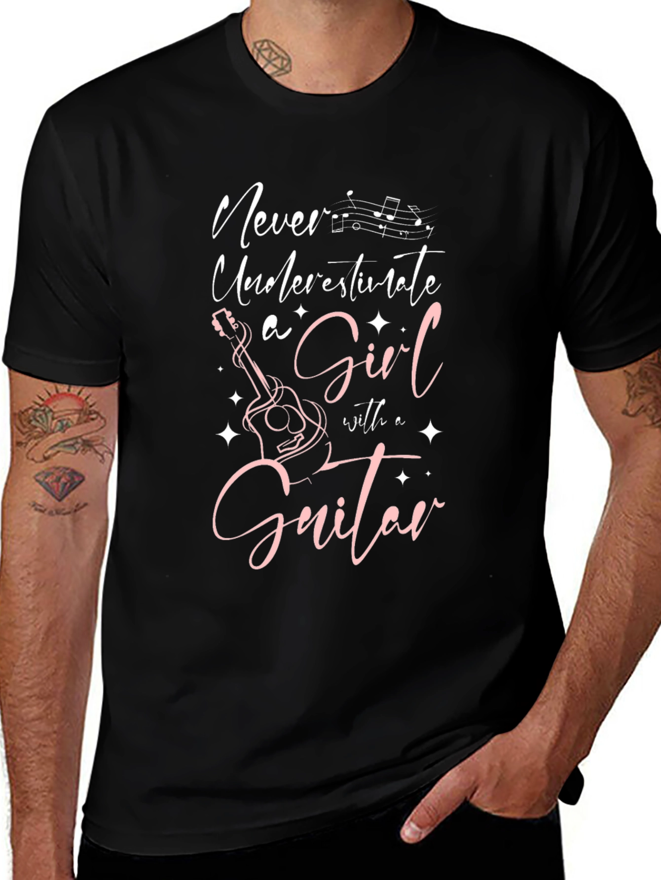 Never Underestimate a Girl with a Guitar T-Shirt