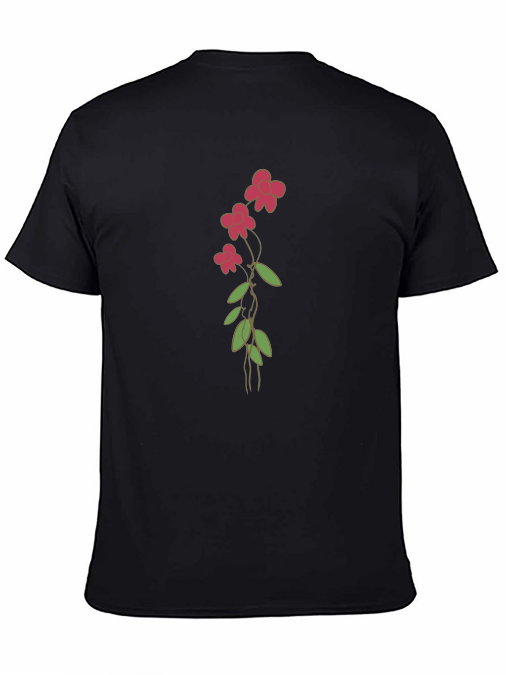 Floral Print Black Casual T-Shirt