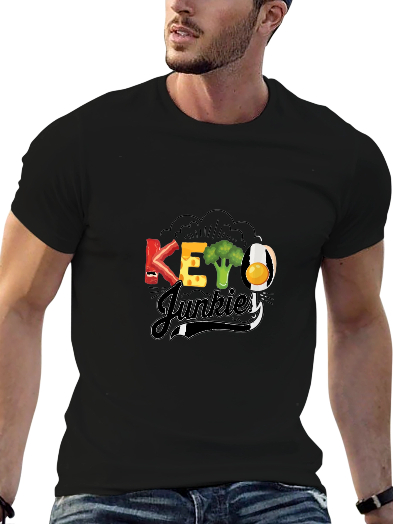 Keto Junkies Graphic Tee - Black Casual T-Shirt