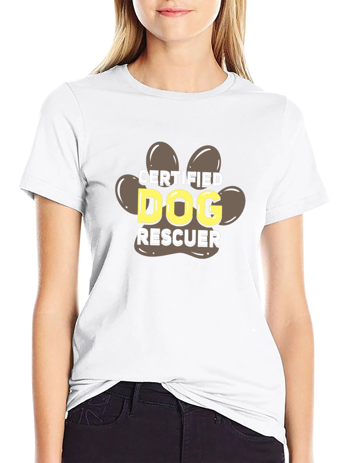 Certified Dog Rescuer Paw Print T-Shirt