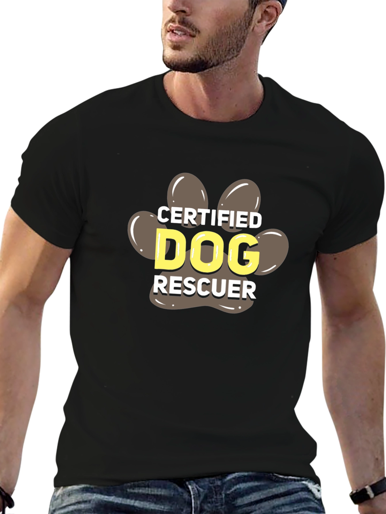 Certified Dog Rescuer Paw Print T-Shirt
