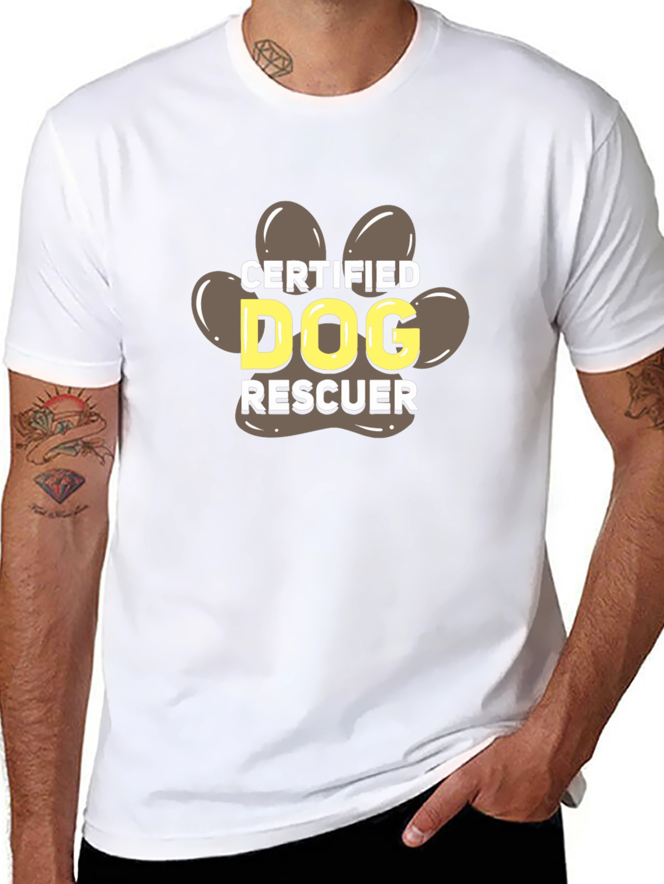 Certified Dog Rescuer Paw Print T-Shirt