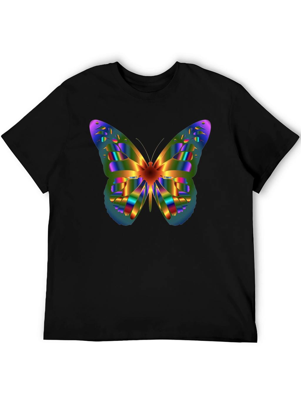 Rainbow Butterfly Graphic Tee - Mens Black T-Shirt