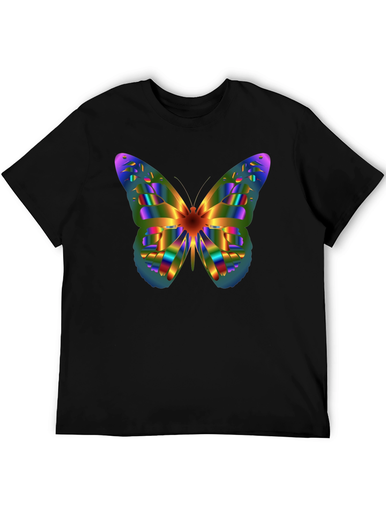 Rainbow Butterfly Graphic Tee - Mens Black T-Shirt