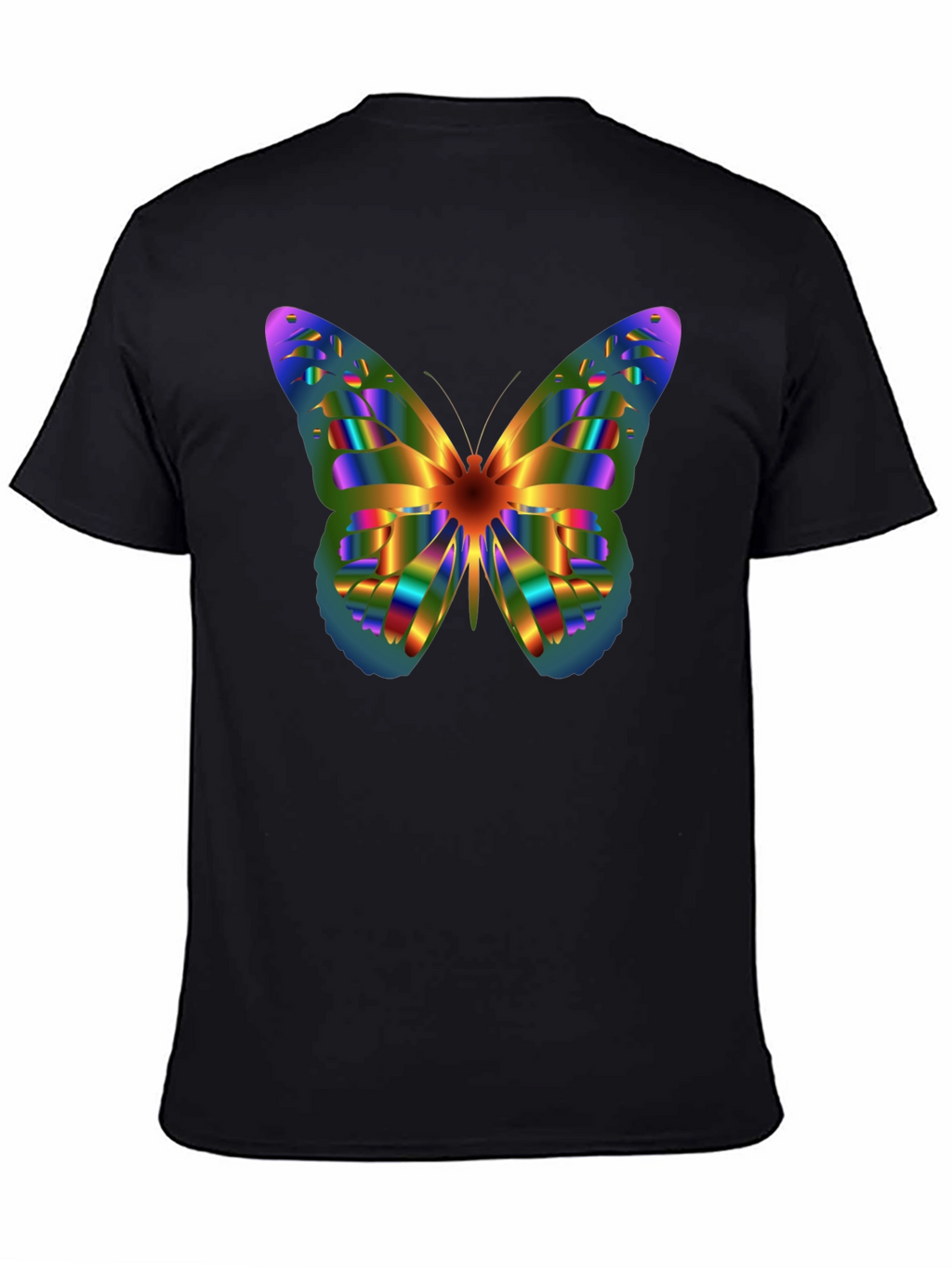 Rainbow Butterfly Graphic Tee - Mens Black T-Shirt