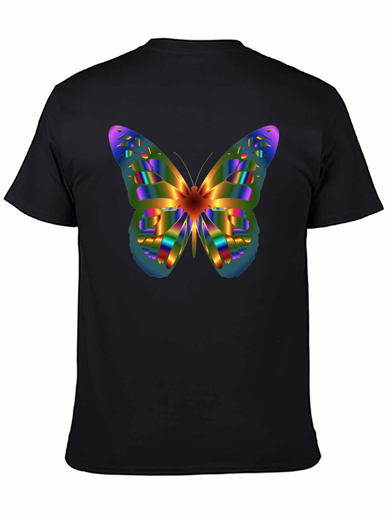 Rainbow Butterfly Graphic Tee - Mens Black T-Shirt