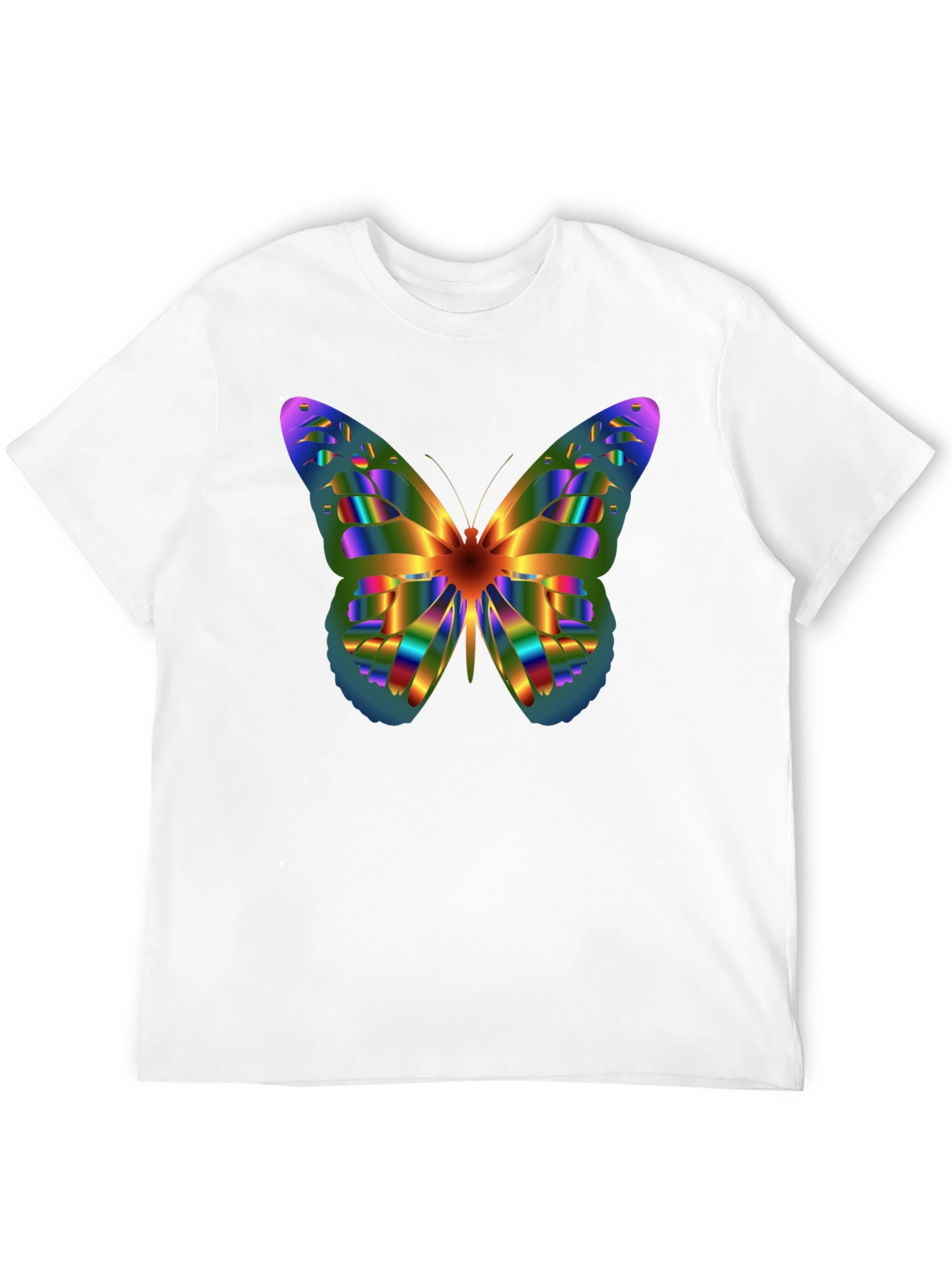 Rainbow Butterfly Graphic Tee - Mens Black T-Shirt