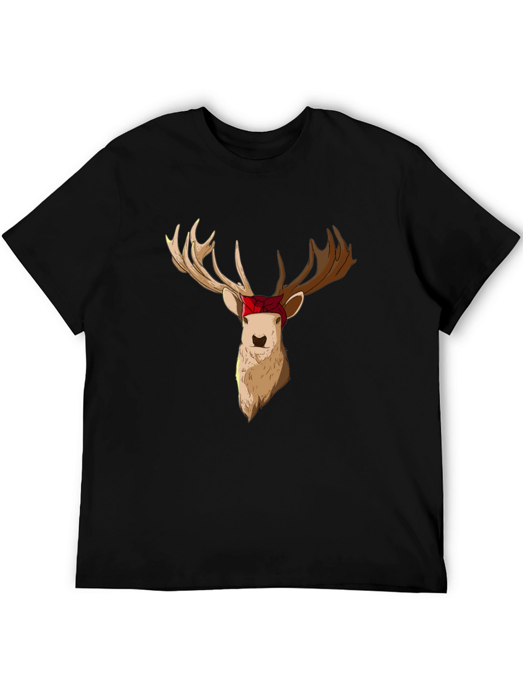 Deer with Bandana Graphic Tee - Black T-Shirt