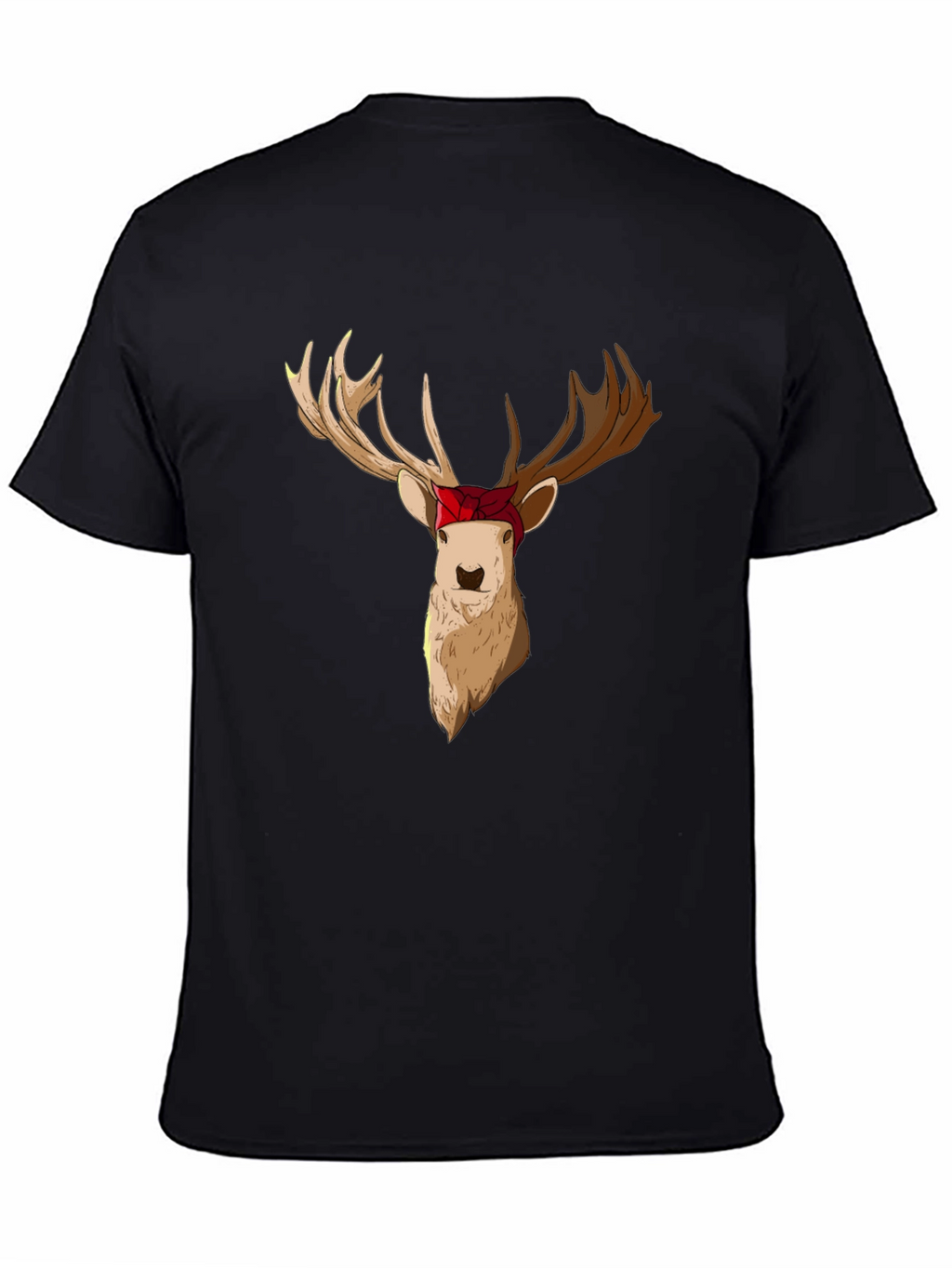 Deer with Bandana Graphic Tee - Black T-Shirt
