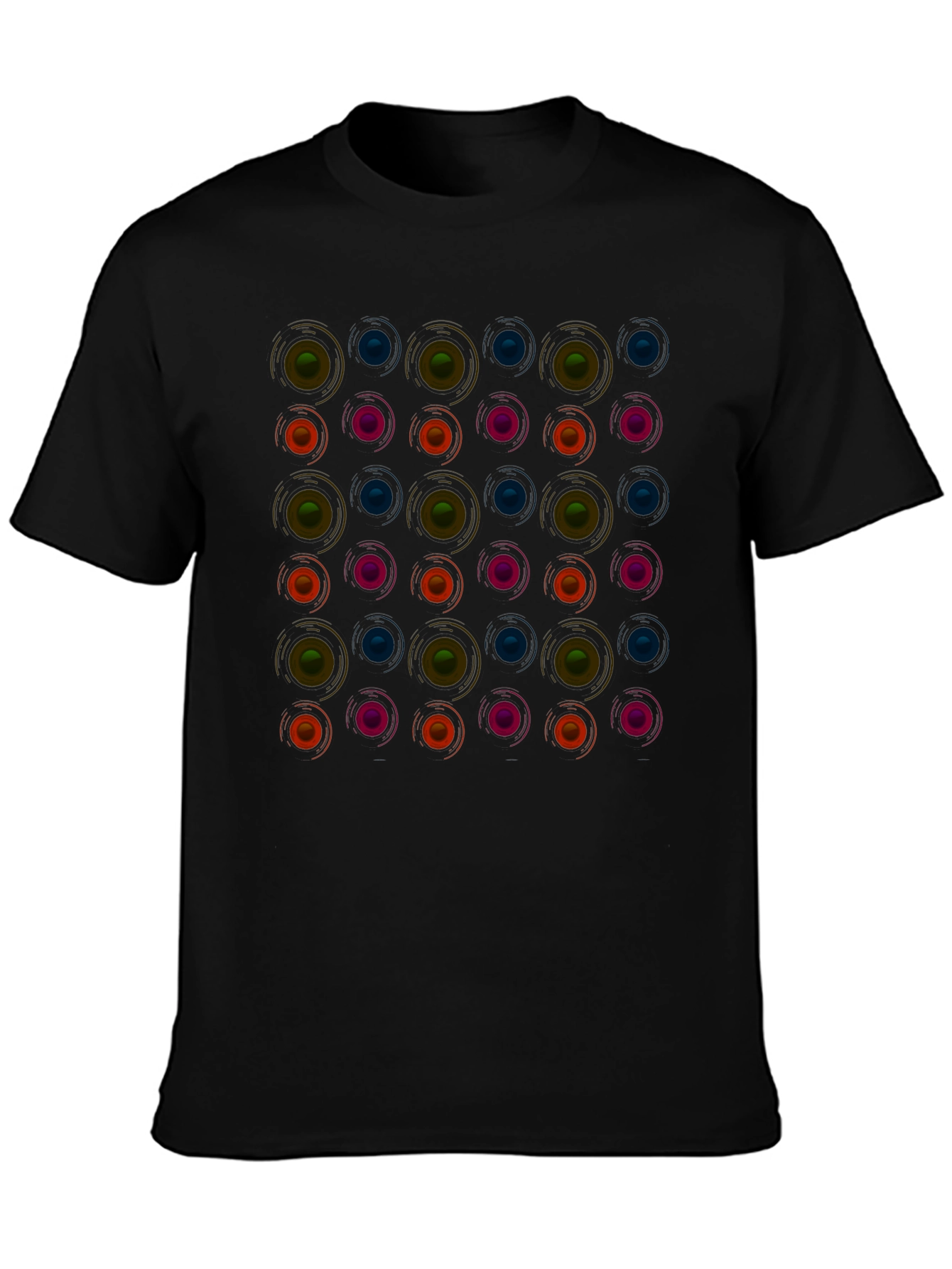 Retro Circle Pattern Black T-Shirt - Modern Graphic Tee