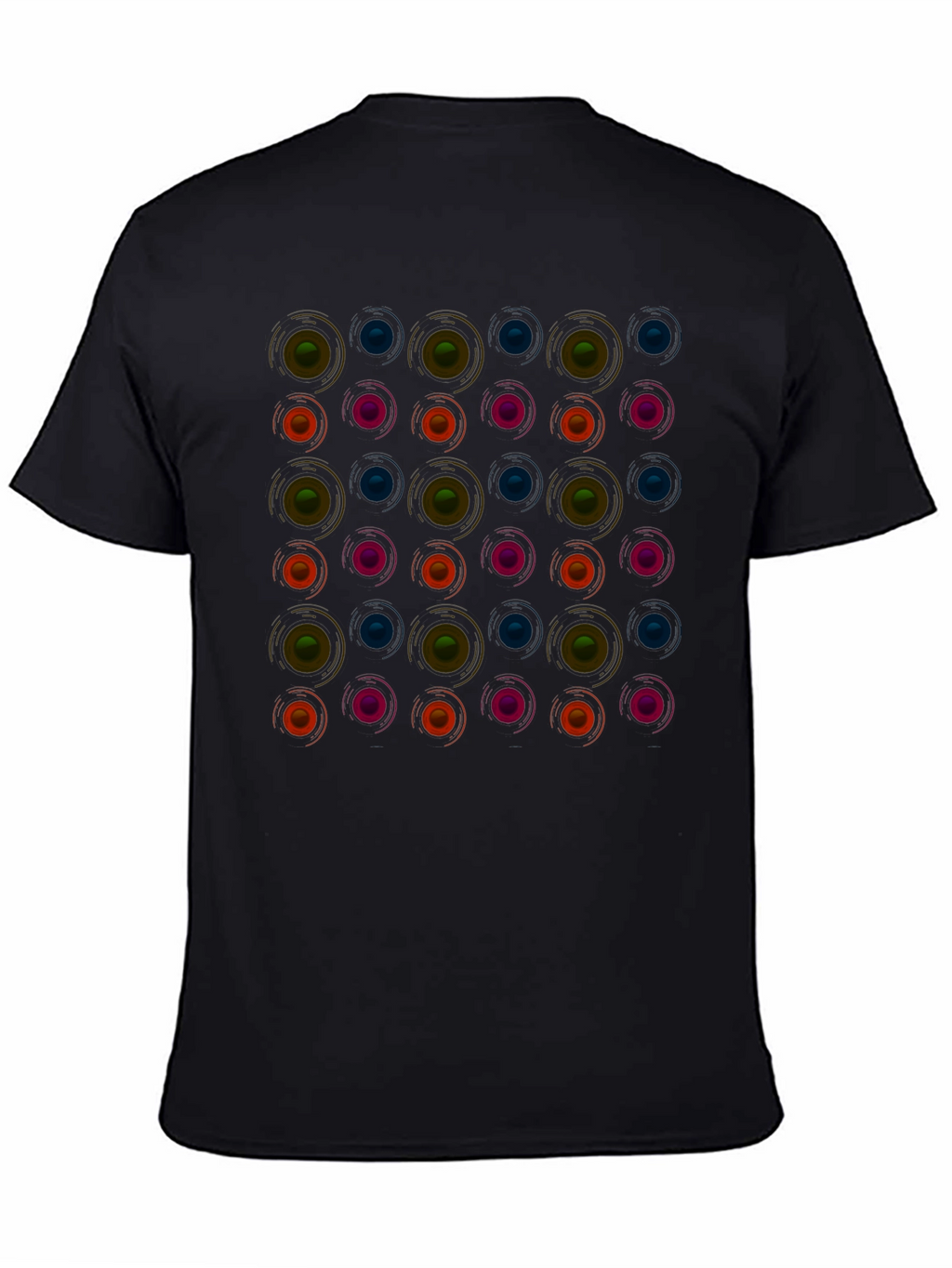 Retro Circle Pattern Black T-Shirt - Modern Graphic Tee