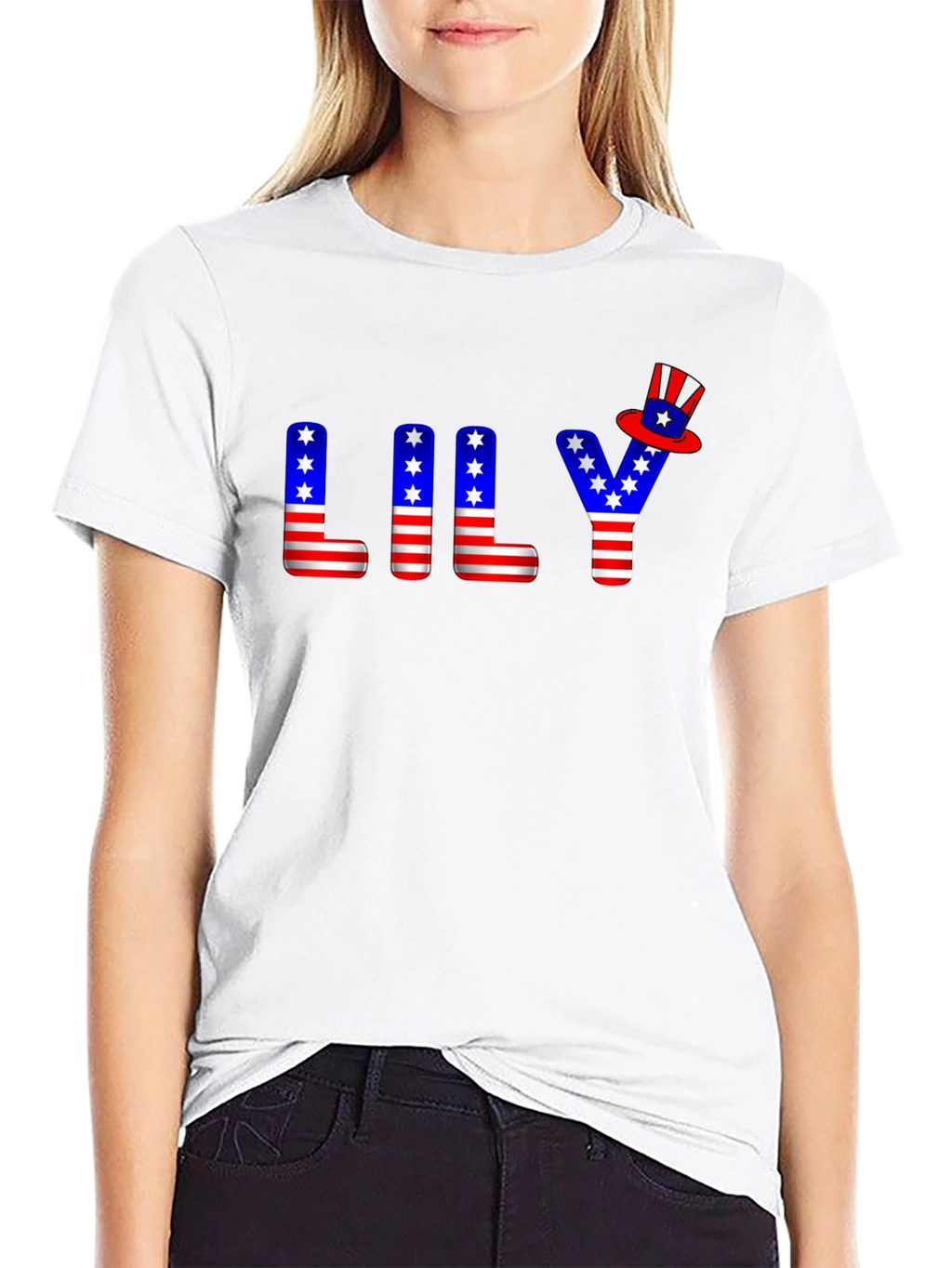 Patriotic LILY T-Shirt USA Flag Inspired Design