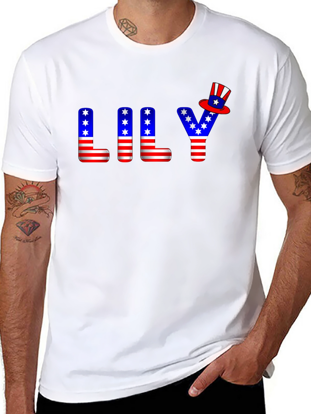 Patriotic LILY T-Shirt USA Flag Inspired Design