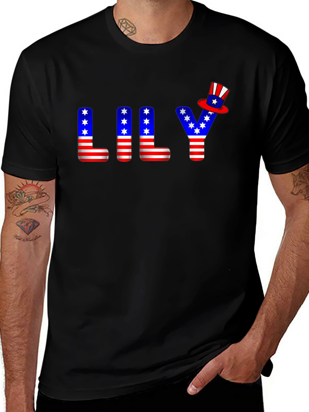 Patriotic LILY T-Shirt USA Flag Inspired Design