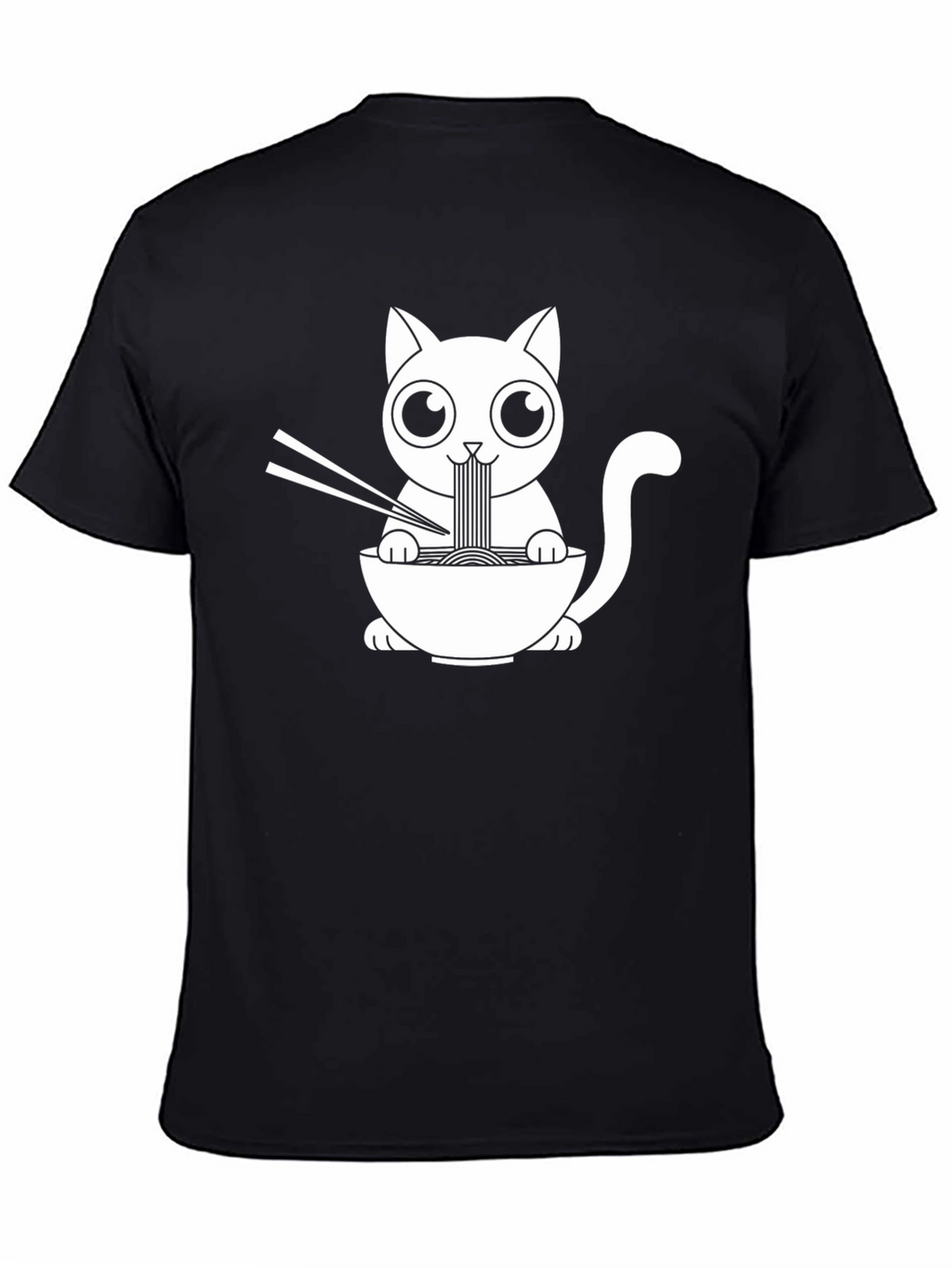 Ramen Cat Graphic Tee - Black Unisex T-Shirt