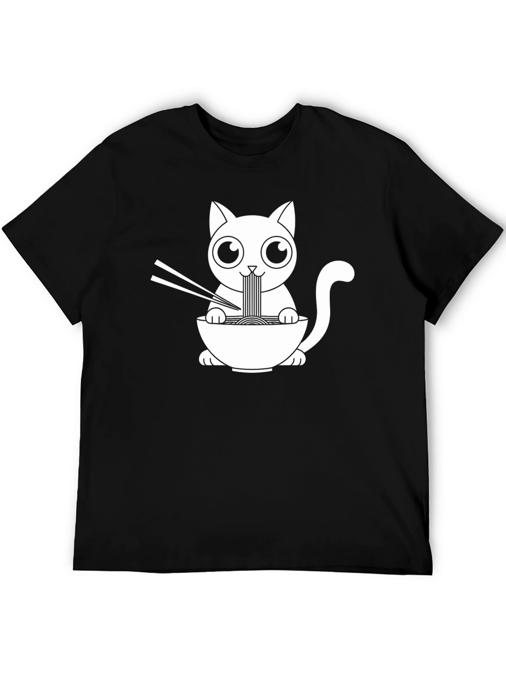 Ramen Cat Graphic Tee - Black Unisex T-Shirt
