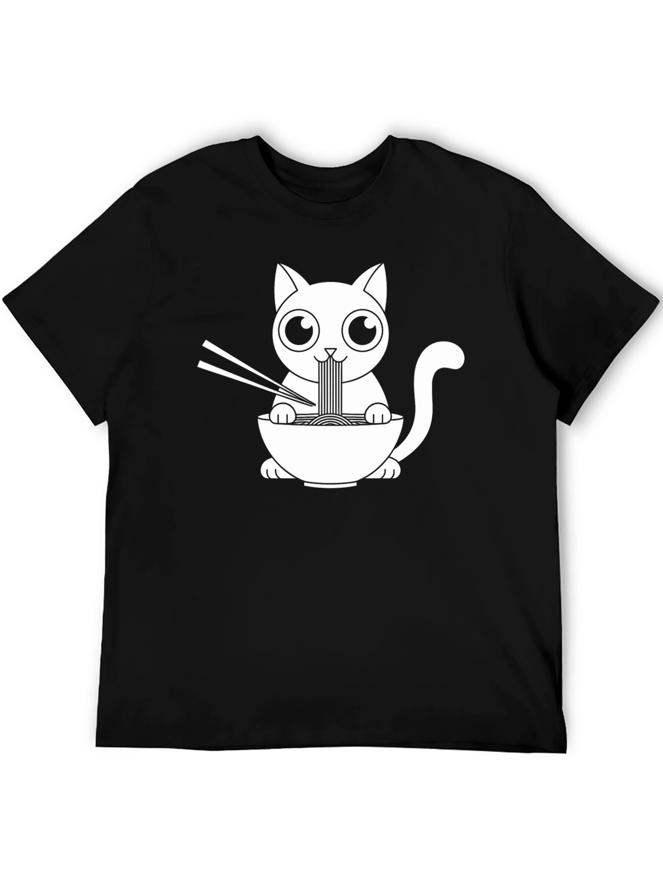 Ramen Cat Graphic Tee - Black Unisex T-Shirt