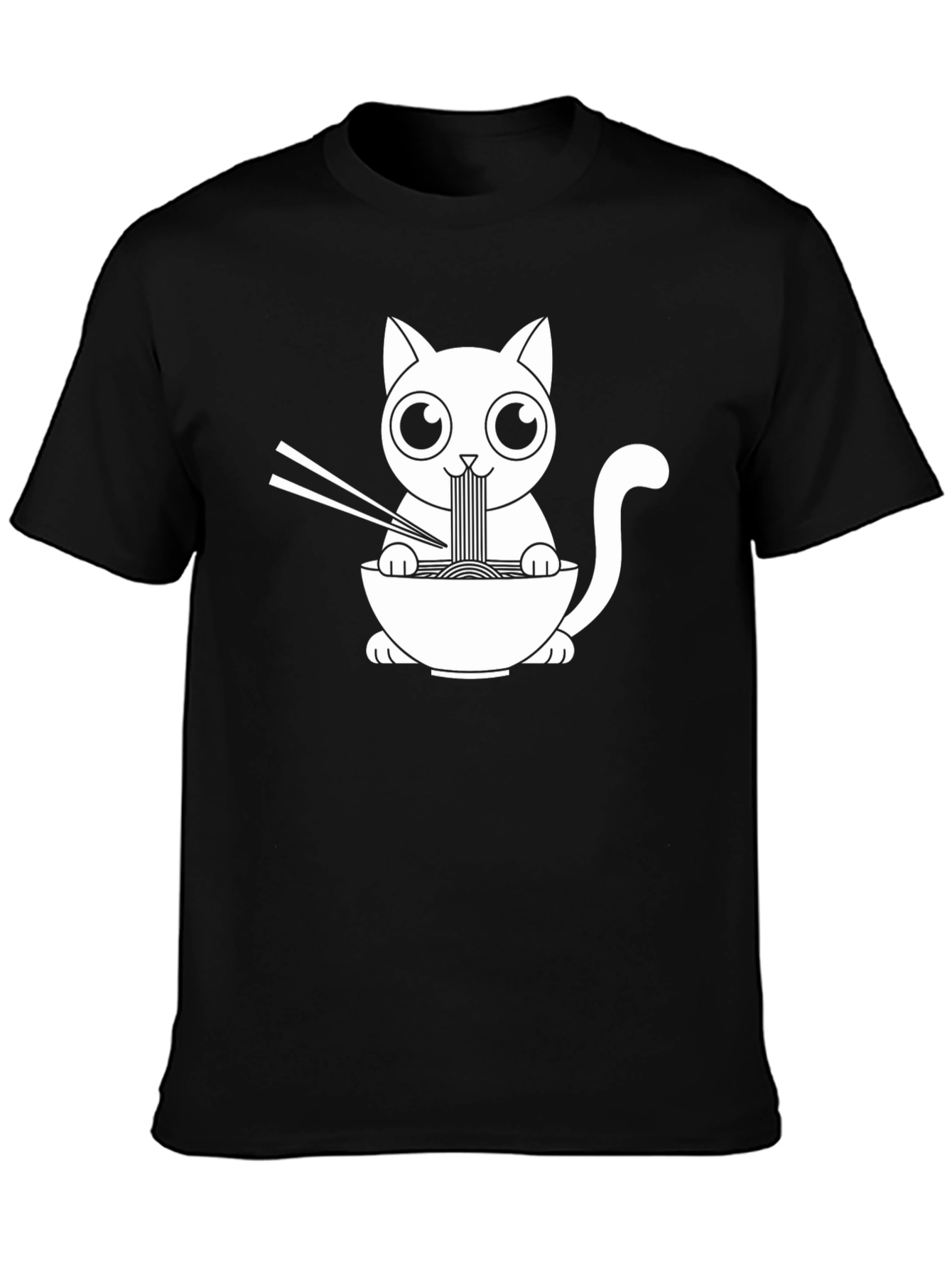 Ramen Cat Graphic Tee - Black Unisex T-Shirt