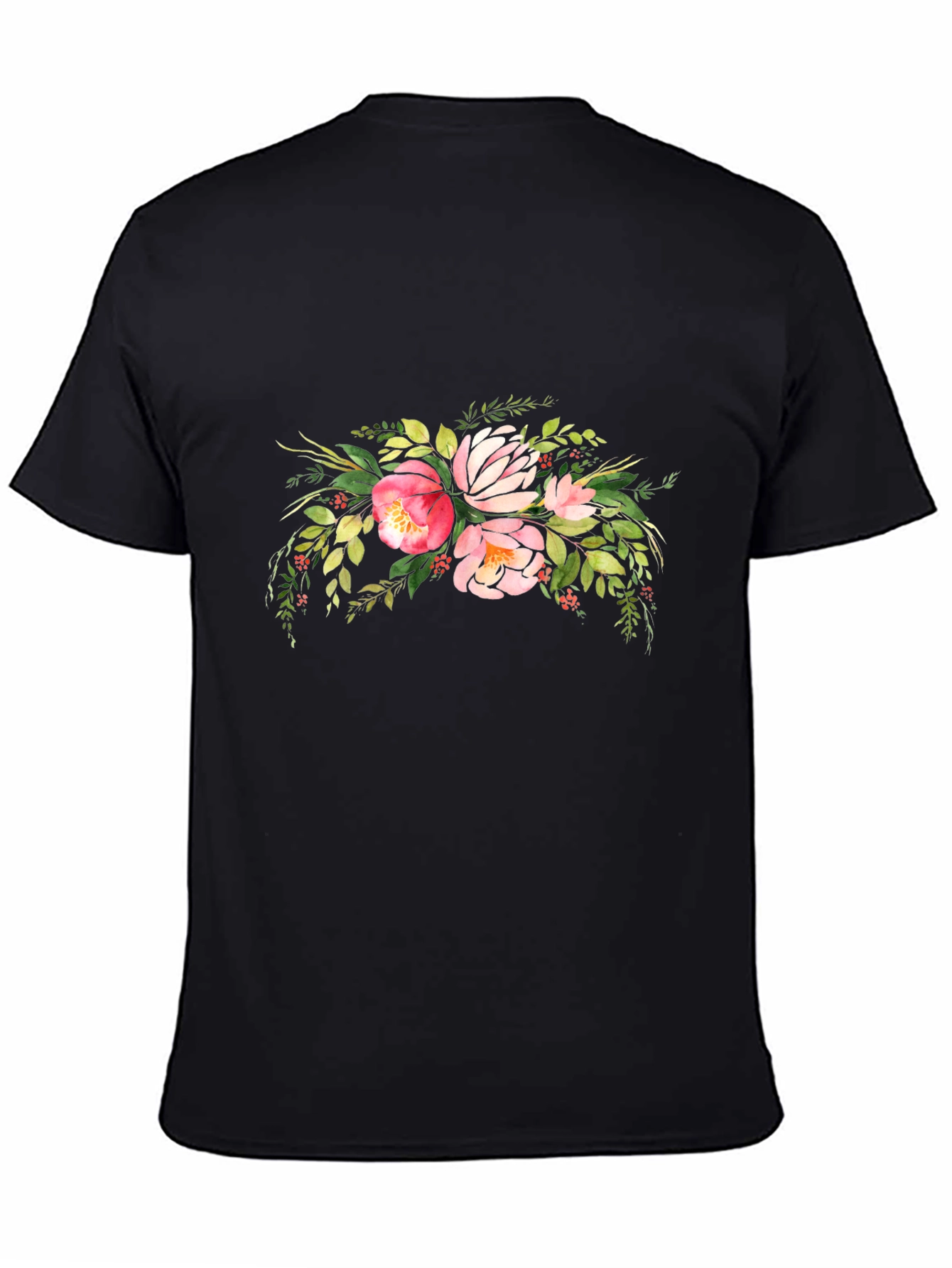Floral Bouquet Graphic Black T-Shirt